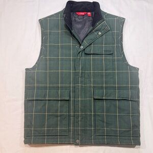Izod Men's Green Checkered Vest Medium